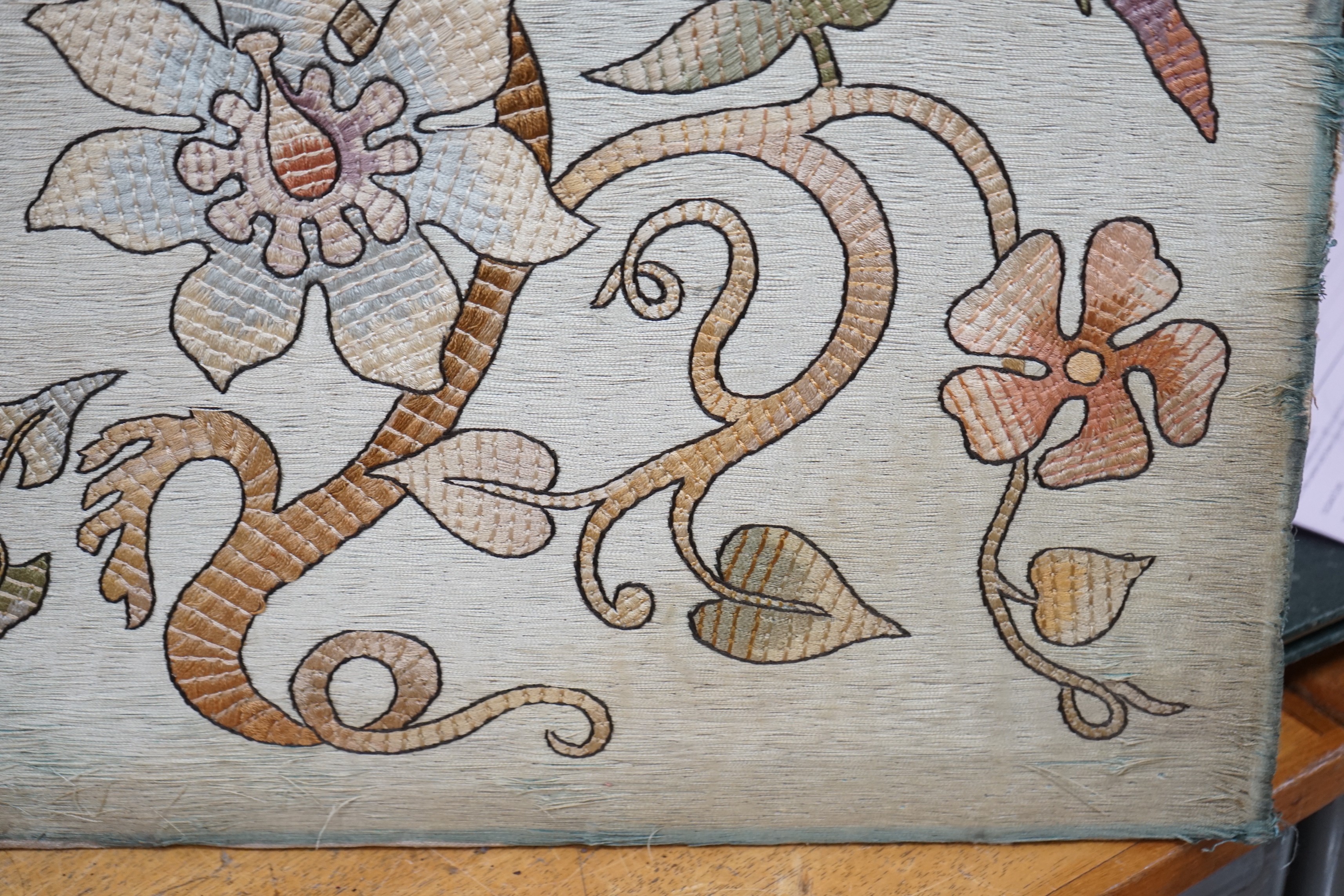 A coloured silkwork panel 64x51cm